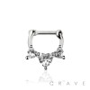 MULTI GEM CZ HEART SEPTUM HINGED CLICKER